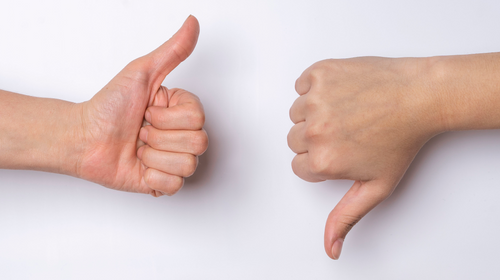 hands-showing-thumbs-up-down-white-background-social-concept-contrary-opinions-difference-views